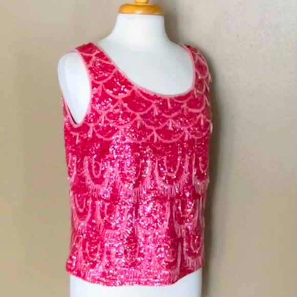 ❤️‍🔥Vintage 1960s Zephyr Wool Camisole Fully beaded & Sequins - Picture 5 of 7